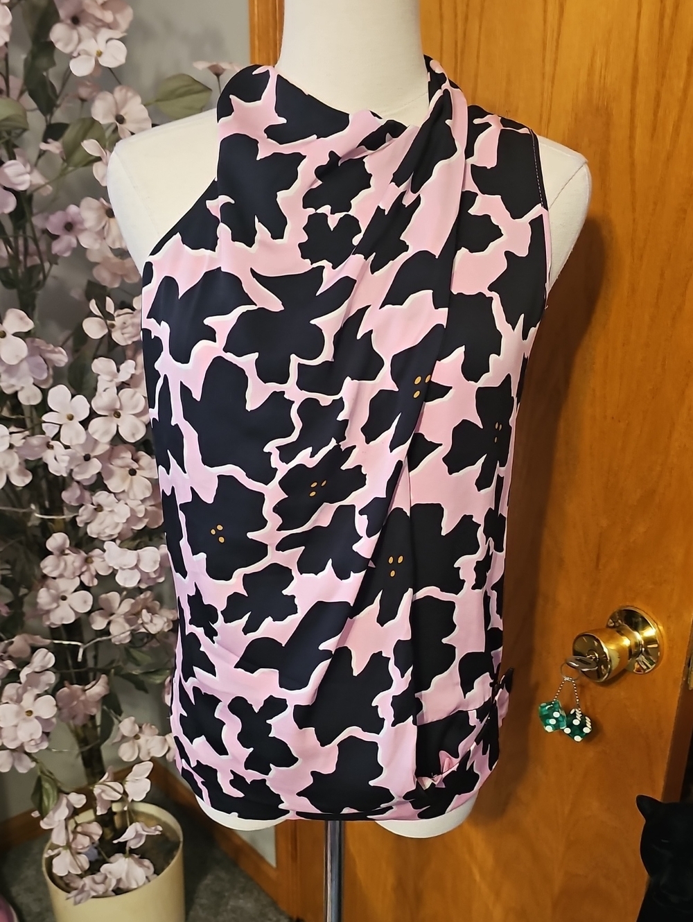 Diane Von Furstenburg Bowman Barbie Pink Silk Halter Top